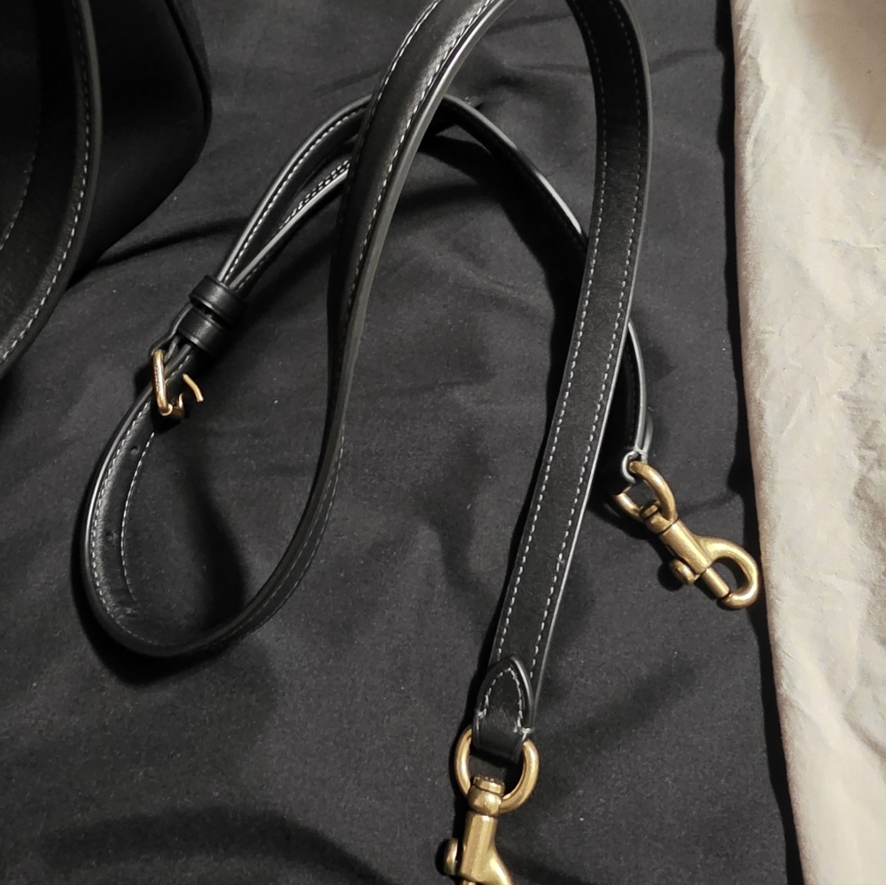 Coach Black Leather Shoulder Bag with Gold Studs|Coach Teri Hobo with Grommets - Picture 4 of 5
